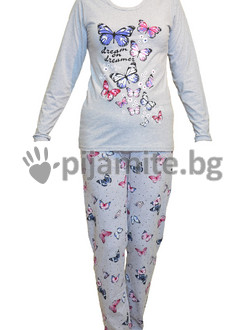 Дамска пижама дълъг ръкав  Пеперуди 11638